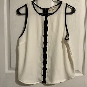 Monteau Cream and Black tank top with scallop detail